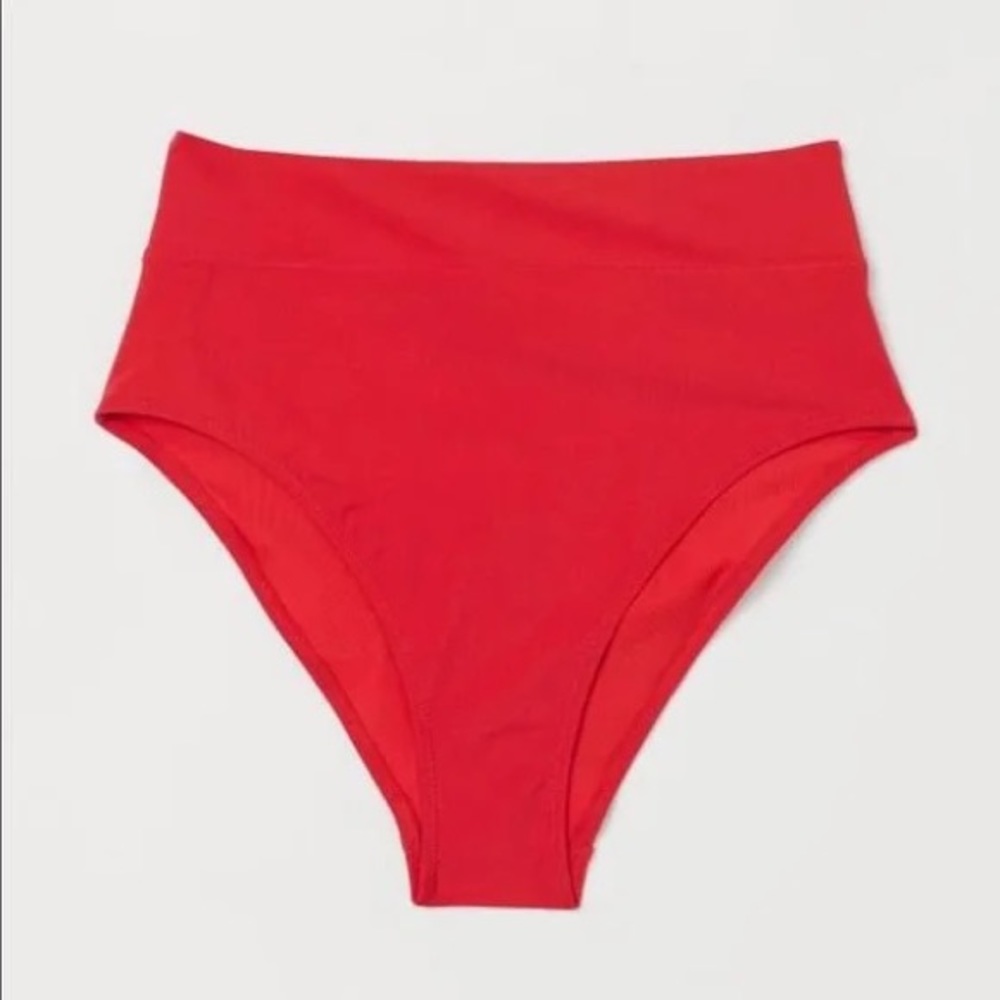Red high waist bikini bottoms